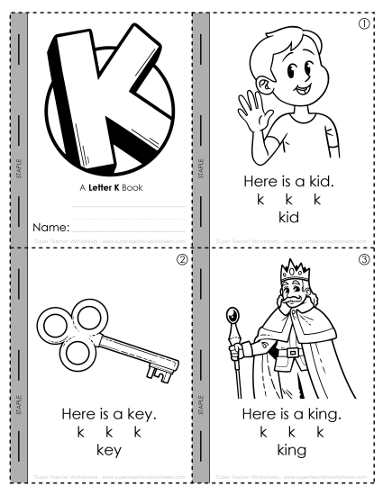 Worksheets - Mini-Book: Letter K (Printable PDF Worksheet)
