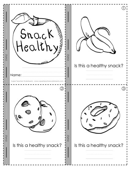 Healthy vs. Unhealthy - Mini-Book: Snack Healthy (Printable PDF Worksheet)