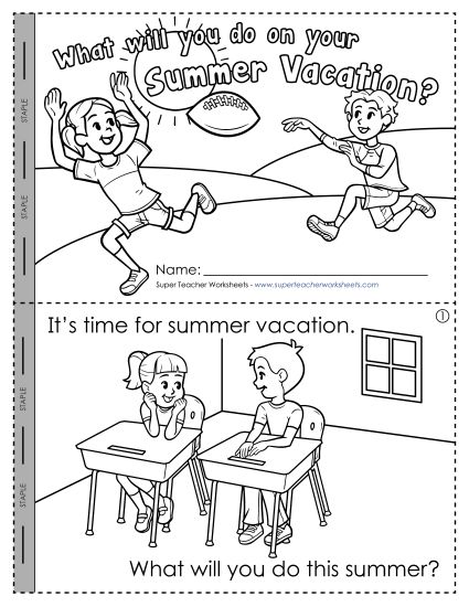 Activities and Games - Mini-Book: What Will You Do During Your Summer Vacation? (Printable PDF Worksheet)