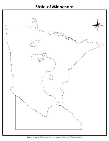 Maps - Minnesota State Map (No Bordering States) (Printable PDF Worksheet)