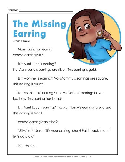 Missing Earring (Printable PDF Worksheet)
