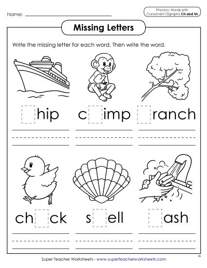 Missing Letters (Printable PDF Worksheet)