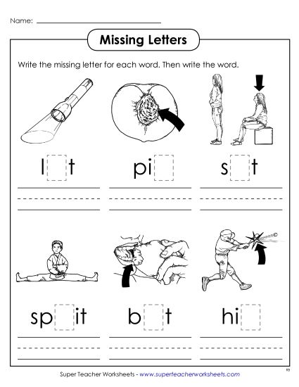 Worksheets - Missing Letters (-it) (Printable PDF Worksheet)