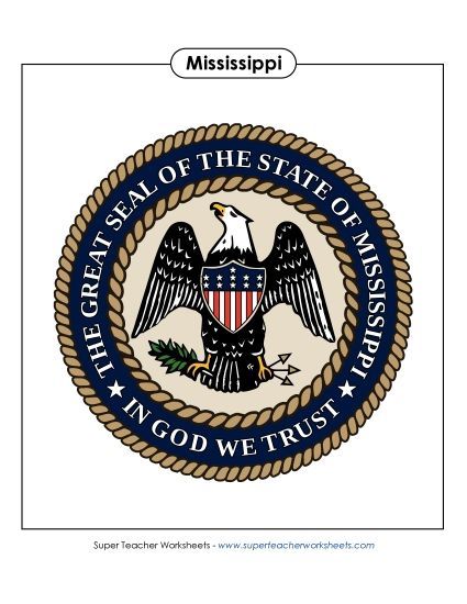 Flags & Seals - Mississippi State Seal (Full-Color Version) (Printable PDF Worksheet)