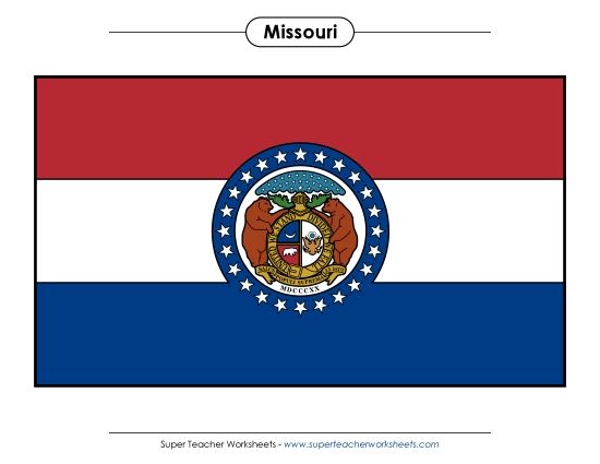 Flags & Seals - Missouri State Flag (Full-Color Version) (Printable PDF Worksheet)