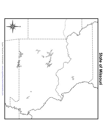 Maps - Missouri State Map (Blank) (Printable PDF Worksheet)