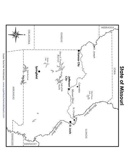 Maps - Missouri State Map (Labeled) (Printable PDF Worksheet)