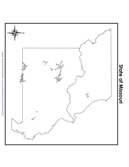 Maps - Missouri State Map (No Bordering States) (Printable PDF Worksheet)