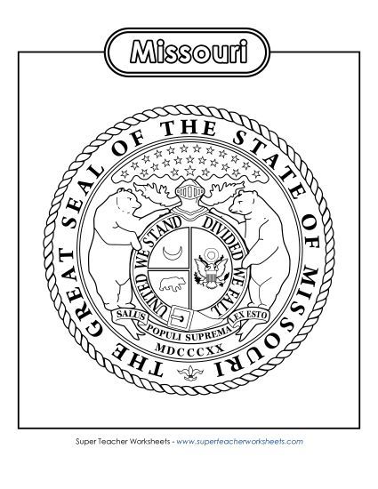 Flags & Seals - Missouri State Seal (Black & White) (Printable PDF Worksheet)