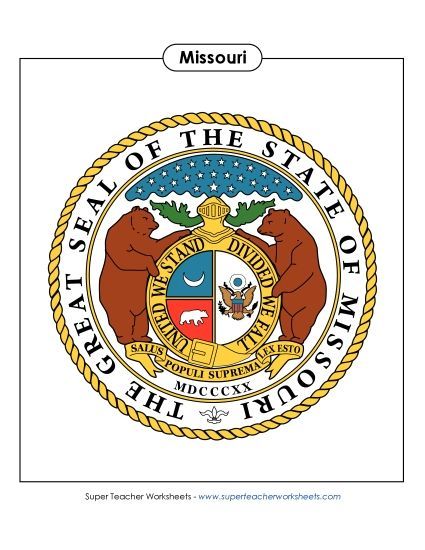 Flags & Seals - Missouri State Seal (Full-Color Version) (Printable PDF Worksheet)