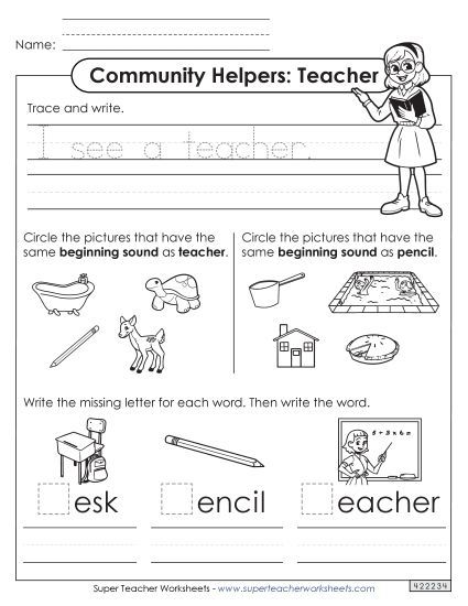 Early Literacy - Mixed Literacy Skills: Teacher (Printable PDF Worksheet)