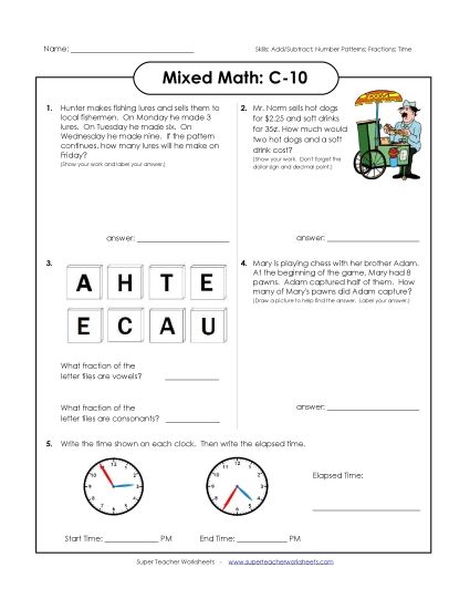 Subtraction - Mixed Math: C10 (Printable PDF Worksheet)