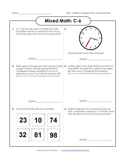 Subtraction - Mixed Math: C6 (Printable PDF Worksheet)