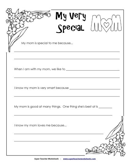 Make Gifts For Moms - Mom is Special (Printable PDF Worksheet)