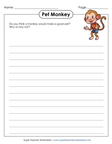 Monkey (Printable PDF Worksheet)