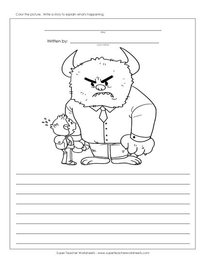 Story Pictures - Monster Meanie (Printable PDF Worksheet)