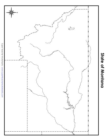 Maps - Montana State Map (Blank) (Printable PDF Worksheet)