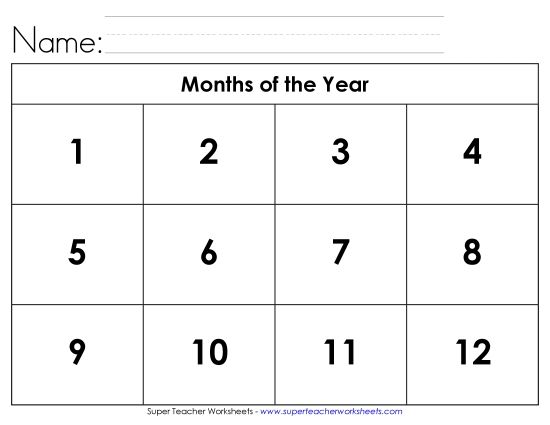 Calendars (Basic) - Months Cut-and-Glue (Pictures) (Printable PDF Worksheet)