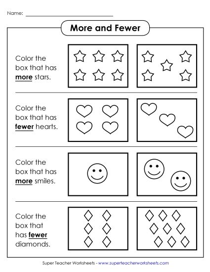 More & Fewer - More or Fewer Dots (Printable PDF Worksheet)