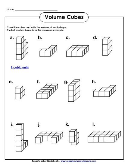 Volume Cubes Basic - More Volume Cubes (Basic) (Printable PDF Worksheet)