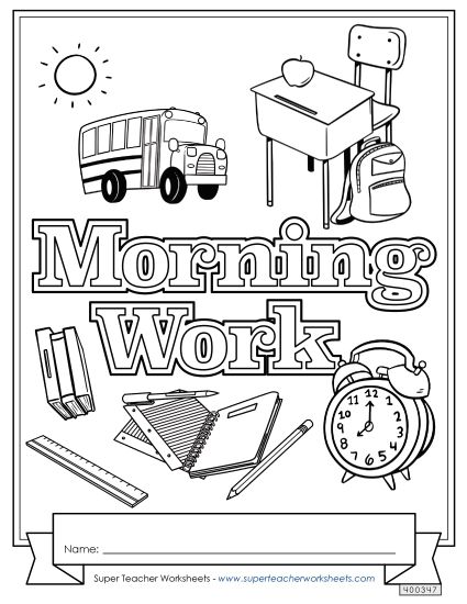 Folder & Binder Covers - Morning Work (Printable PDF Worksheet)