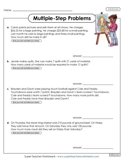 Advanced (Grades 4 - 5) - Multiple Step, Advanced #1 (Printable PDF Worksheet)