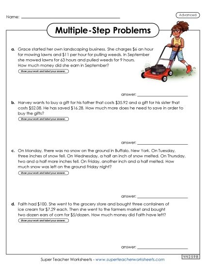 Advanced (Grades 4 - 5) - Multiple Step, Advanced #2 (Printable PDF Worksheet)