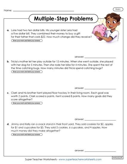 Basic (Grades 2 - 3) - Multiple Step, Basic #2 (Printable PDF Worksheet)