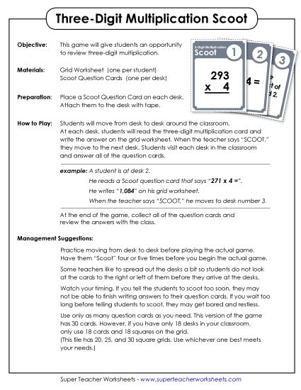 Math - Multiplication (3-Digit x 1-Digit) (Printable PDF Worksheet)