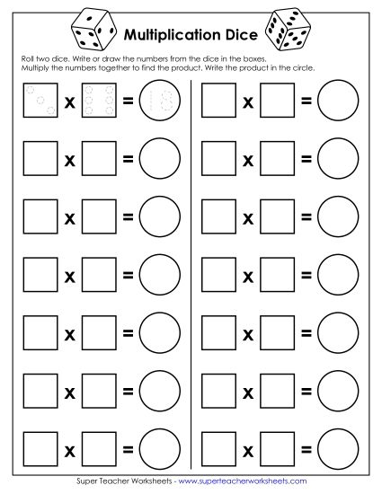All Facts 0s through 6s - Multiplication Dice Game (Single Player) (Printable PDF Worksheet)