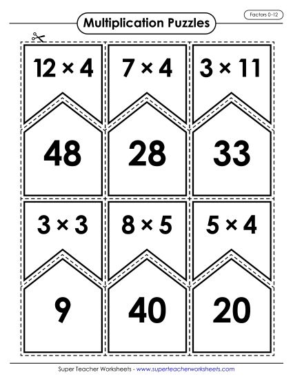 Multiplication: Factors 0-12 (Printable PDF Worksheet)
