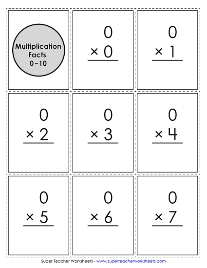 Flashcards - Multiplication Practice  Flashcards (Printable PDF Worksheet)