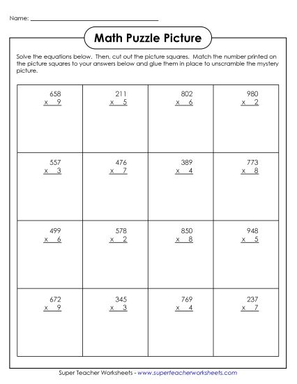 Earth Day Math - Multiplication Puzzle: Earth Day (Printable PDF Worksheet)