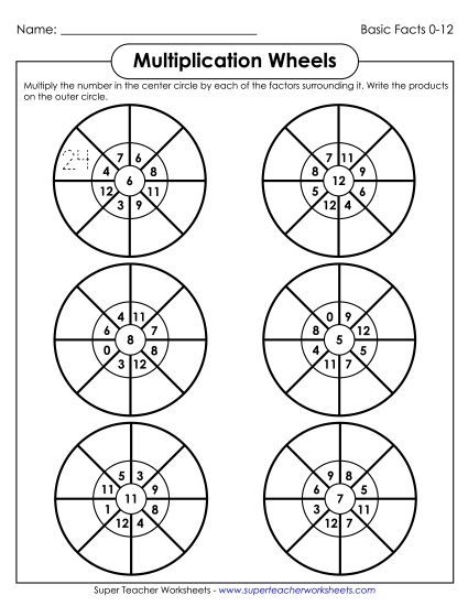 Worksheets, Games, & Task Cards - Multiplication Wheels (0-12) (Printable PDF Worksheet)