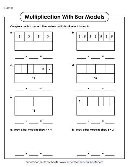 Worksheets and Games - Multiplication with Bar Models (Printable PDF Worksheet)
