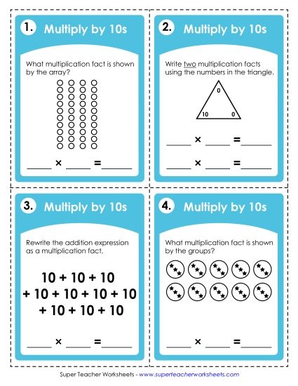 Operations with Whole Numbers - Multiplying by 10s (Printable PDF Worksheet)