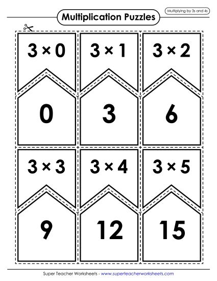 Multiplying by 3s and 4s (Printable PDF Worksheet)