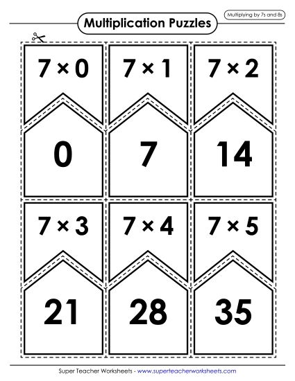 Multiplying by 7s and 8s (Printable PDF Worksheet)