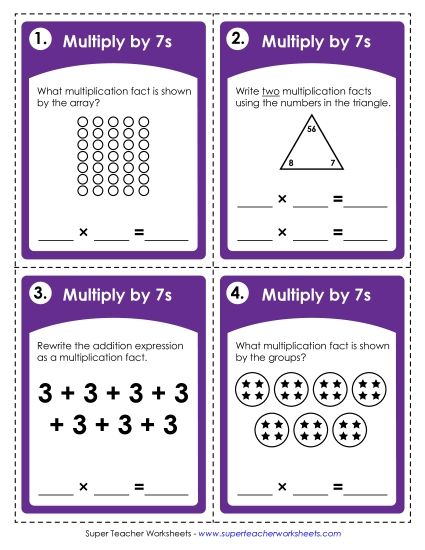 Operations with Whole Numbers - Multiplying by 7s (Printable PDF Worksheet)