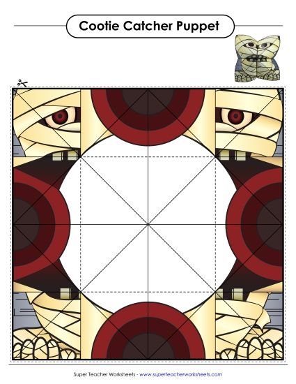 Fortune Tellers Cootie Catchers - Mummy Cootie Catcher  (Printable PDF Worksheet)