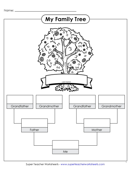Family Trees - My Family Tree (Fill-In) (Printable PDF Worksheet)