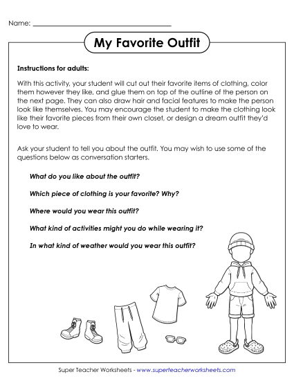Worksheets - My Favorite Outfit (Cut & Glue) (Printable PDF Worksheet)