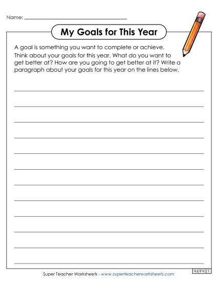 Back-to-School Writing - My Goals for This Year  (Printable PDF Worksheet)
