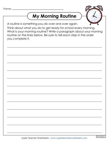 Back-to-School Writing - My Morning Routine (Printable PDF Worksheet)