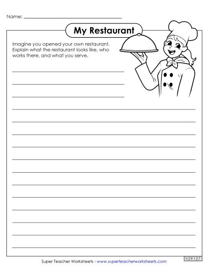 My Own Restaurant (Printable PDF Worksheet)