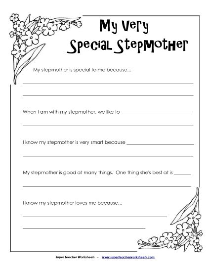 Gifts for Stepmothers - My Stepmom Is Special (Printable PDF Worksheet)