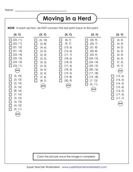 20x25 Grid: Basic - Mystery Graph - Buffalo  (Printable PDF Worksheet)