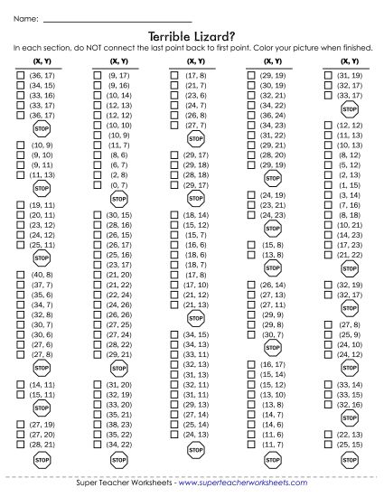 30x40 Grid: Intermediate - Mystery Graph - Dinosaur (Printable PDF Worksheet)