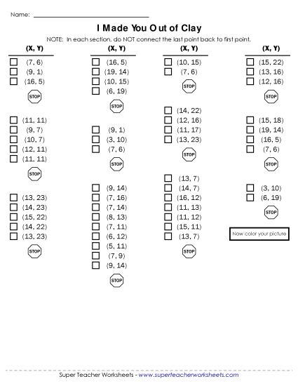 20x25 Grid: Basic - Mystery Graph - Dreidel (Printable PDF Worksheet)