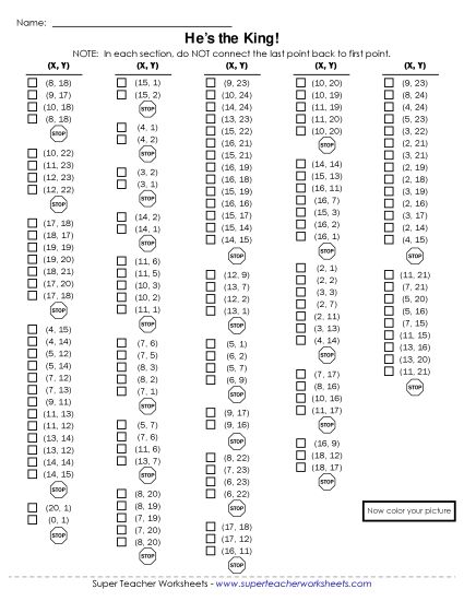 20x25 Grid: Basic - Mystery Graph - Lion (Printable PDF Worksheet)